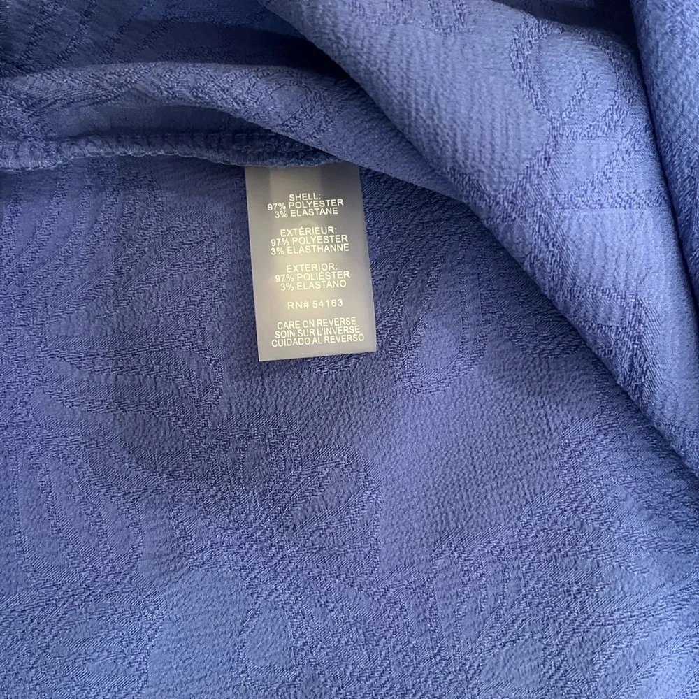 NWT Tommy Hilfiger Blue Dress with Floral jacquard embroidered puff sleeves - Picture 8 of 11